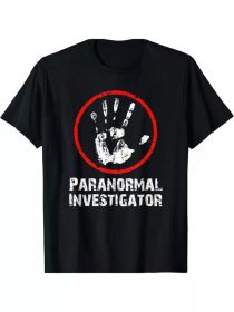 Men's Hunting Paranormal Investigator T-Shirt | 100% Cotton | Casual Round Neck | Bold (Color: Black, size: S)