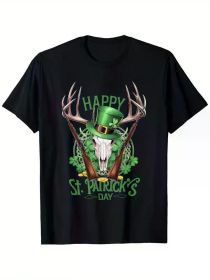 Patrick'S Day Costume Hunting Hat Four-Leaf Clover T-Shirt, (Color: Black, size: S)